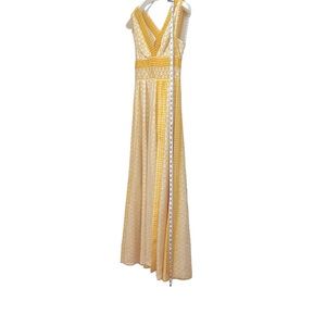 Tory Burch Runway, NWT, Embroidered Maxi Dress, Size 4, yellow/white, hid zip